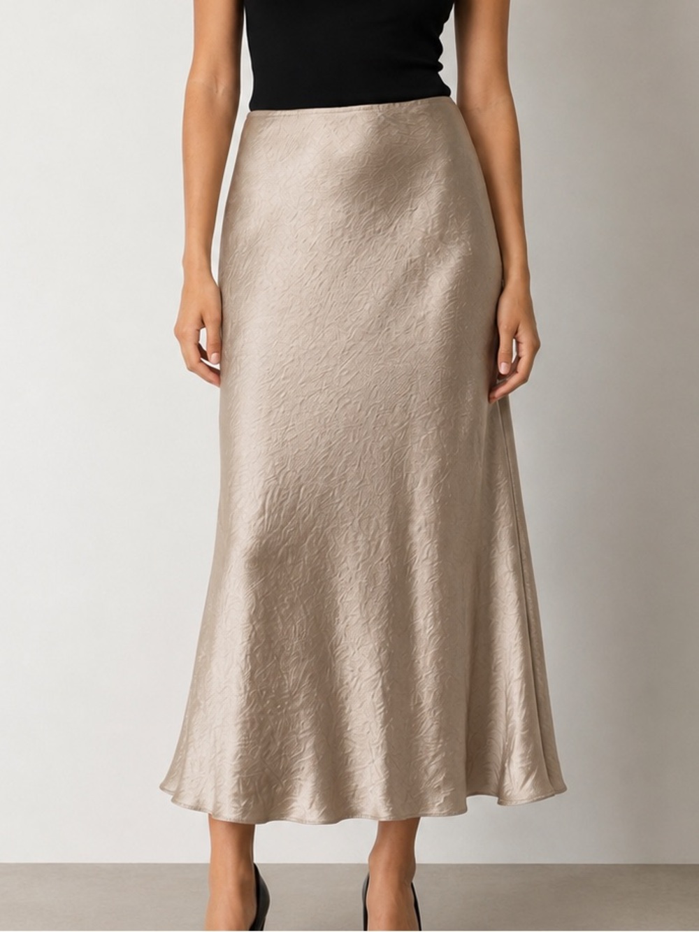 Babaton Satin Bias Cut Maxi Slip Skirt Nomad Taupe Size 2